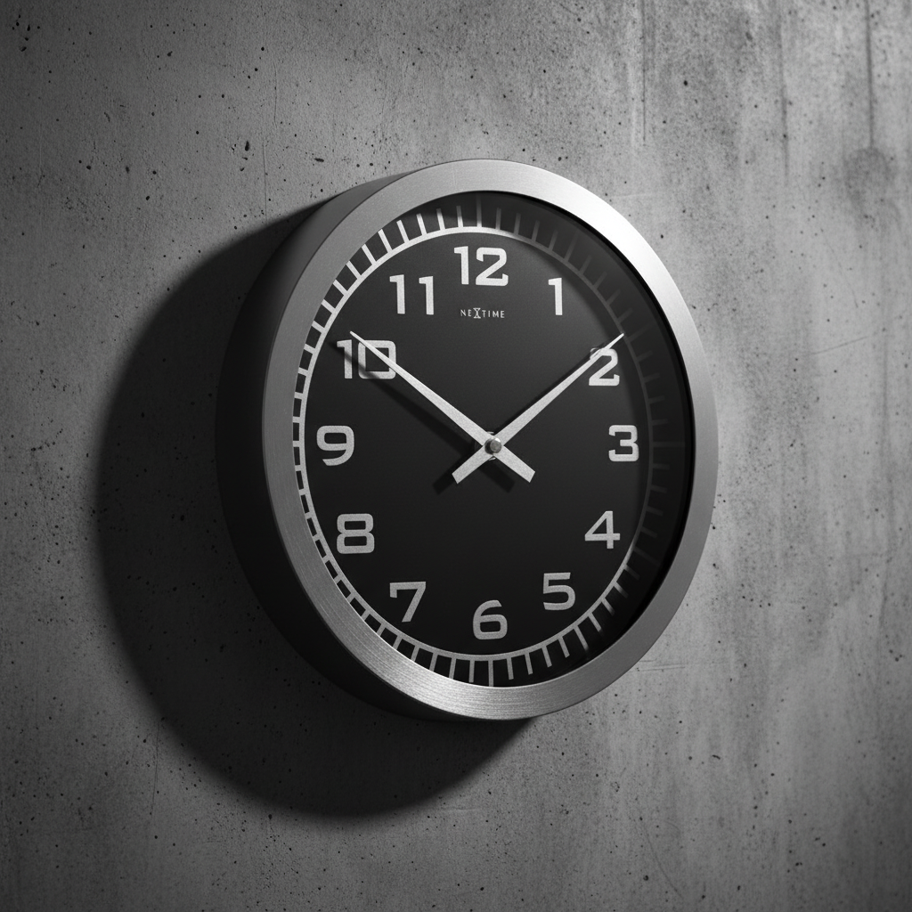 Wanduhr Schwarz Aluminium Bahnhofsuhr 25cm