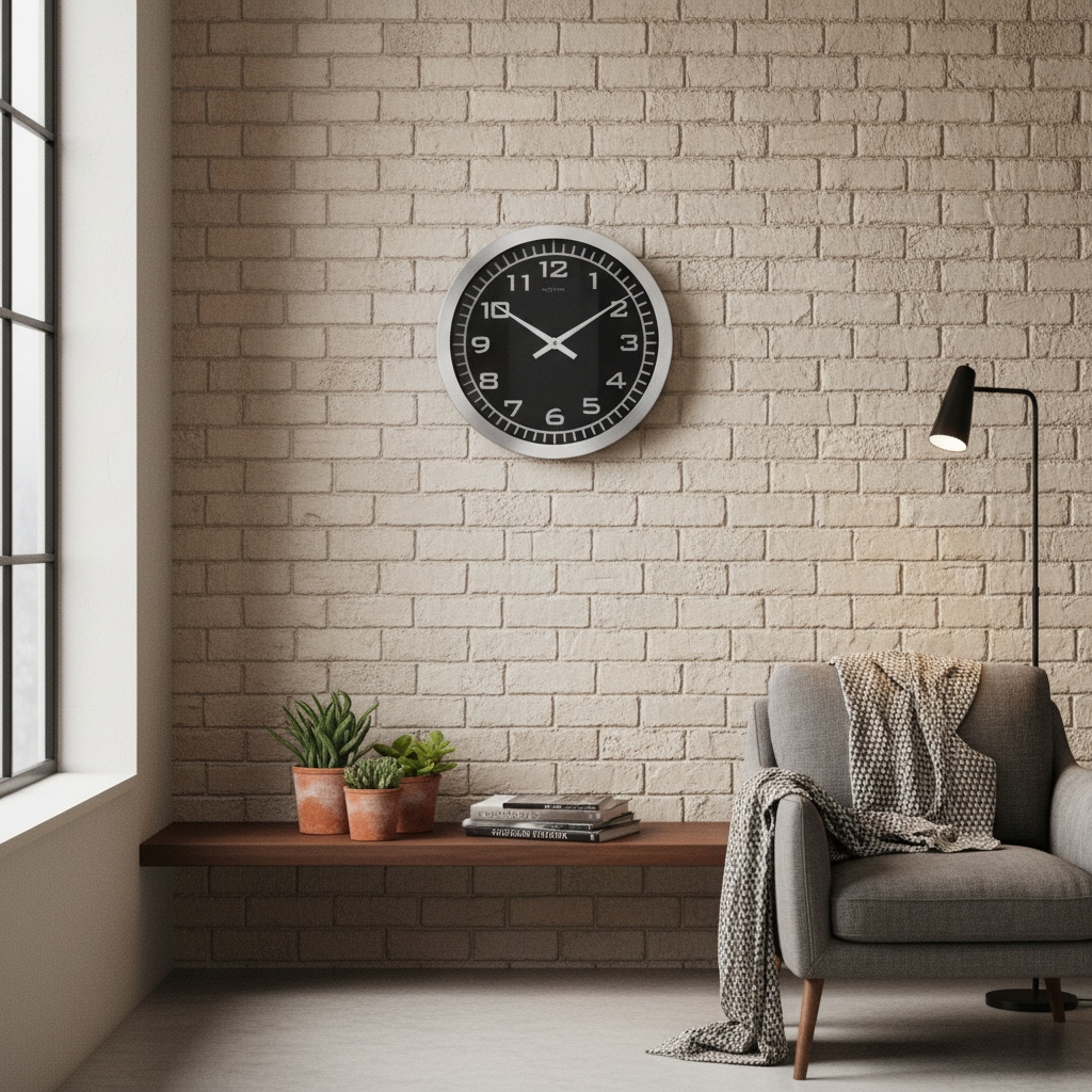 Wanduhr Schwarz Aluminium Bahnhofsuhr 25cm