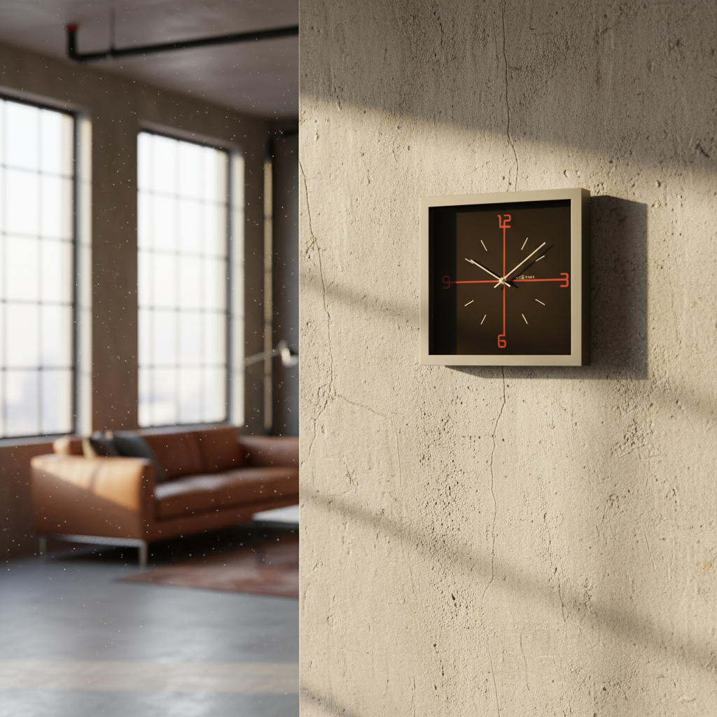 Wanduhr chrom Küchenuhr eckig schwarz Nextime