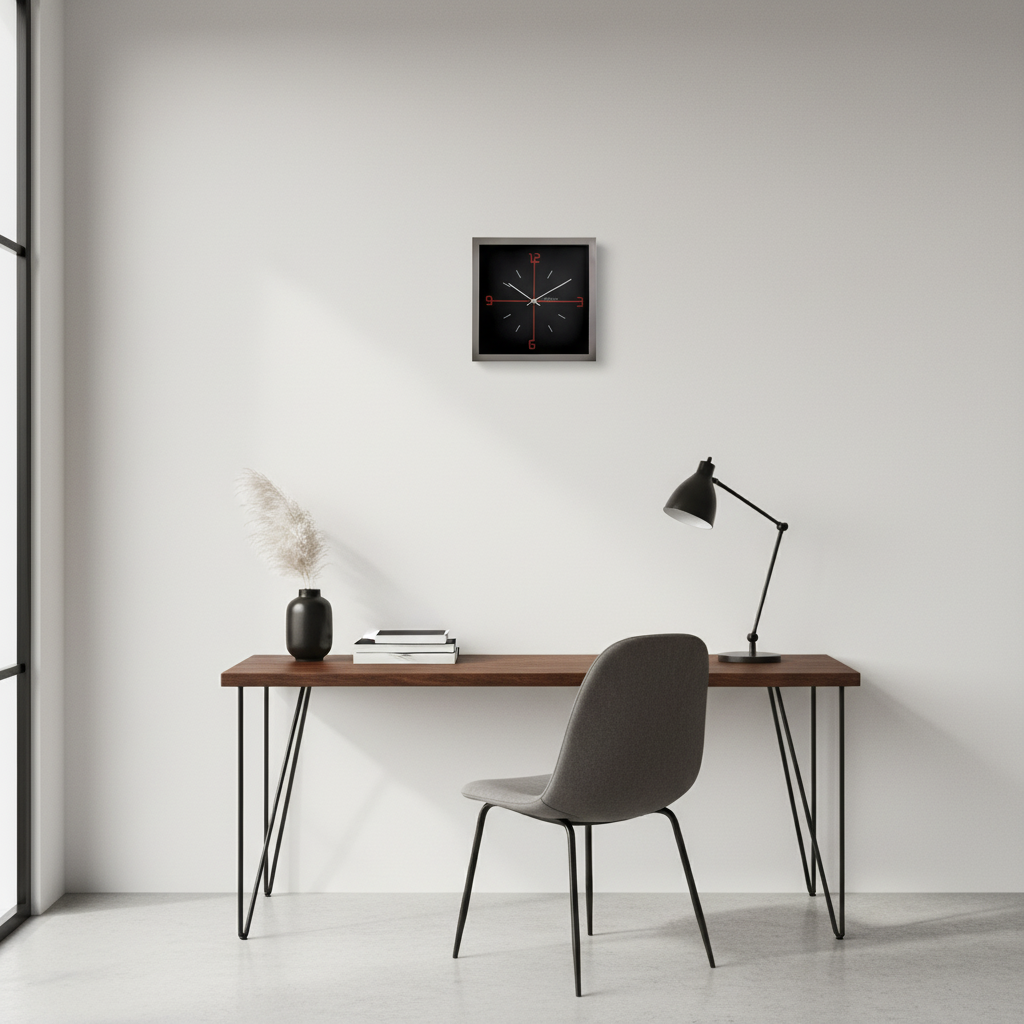 Wanduhr chrom Küchenuhr eckig schwarz Nextime