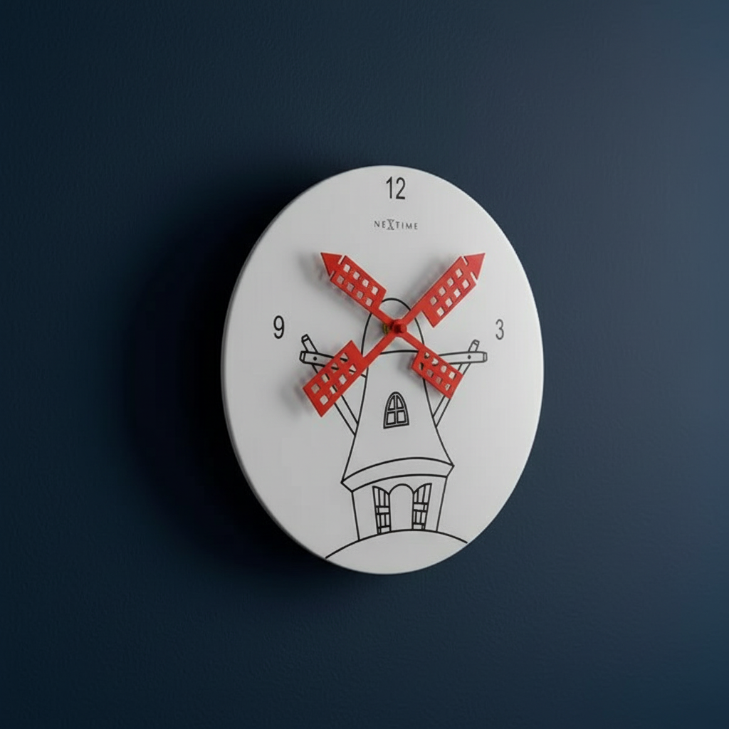 Wanduhr Windmil Weiß Ziffernblatt