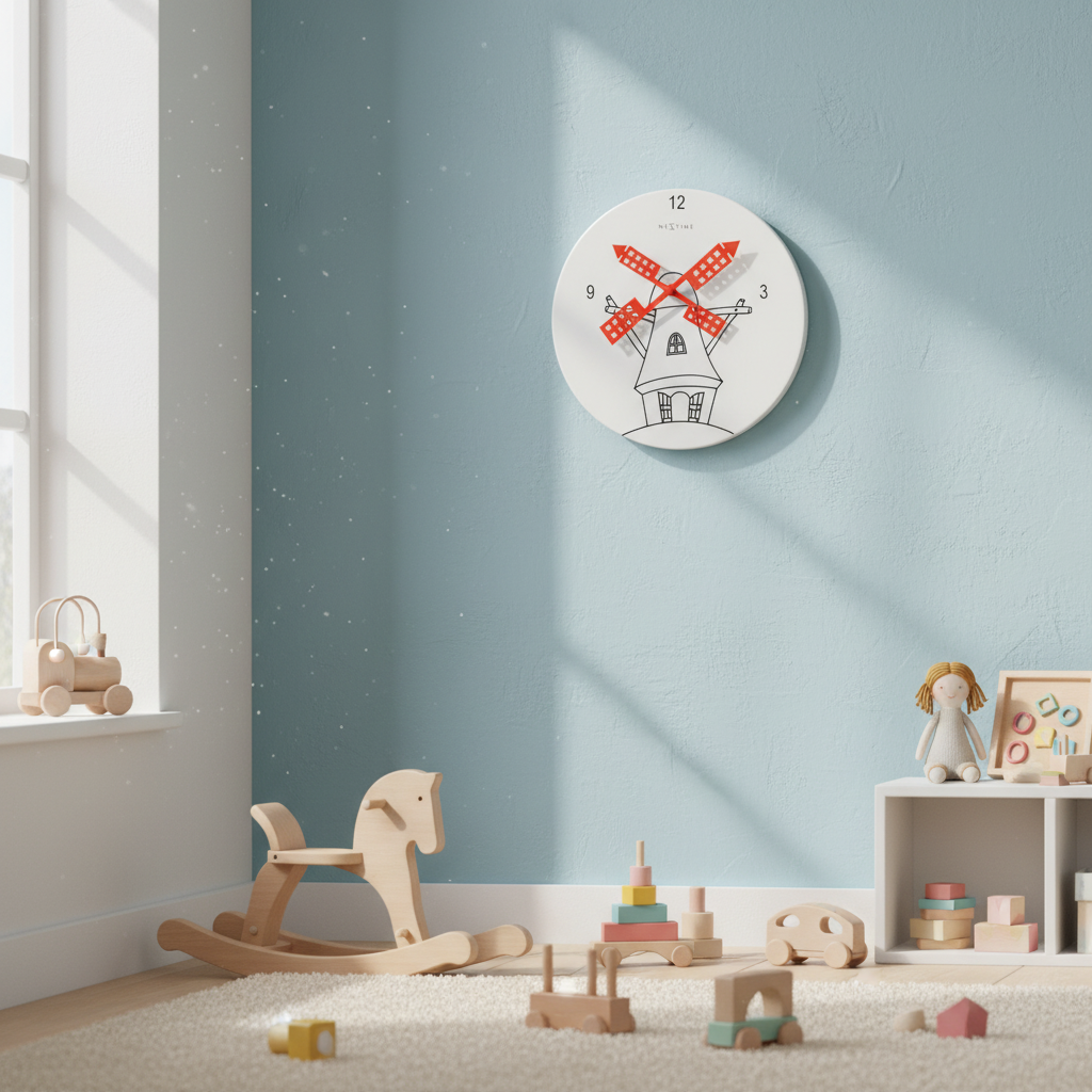 Wanduhr Windmil Weiß Ziffernblatt