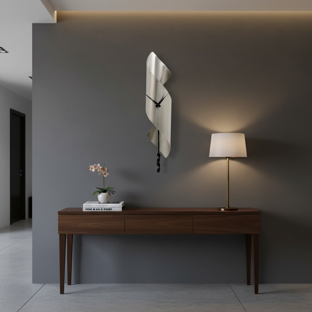 Curly Wanduhr mit Pendel Uhr aus Edelstahl