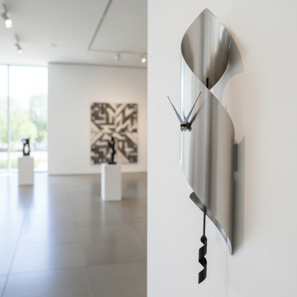 Curly Wanduhr mit Pendel Uhr aus Edelstahl