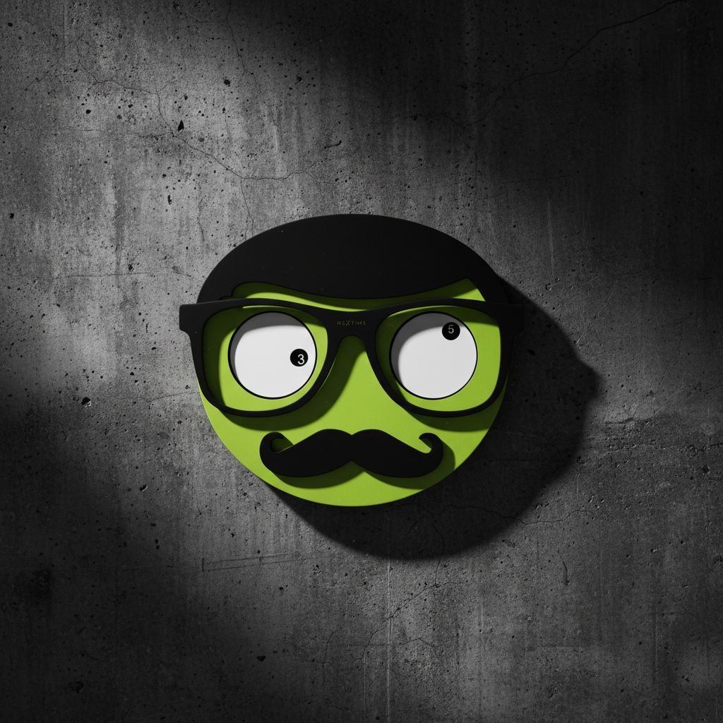 Wanduhr Mr. Mustache Grün