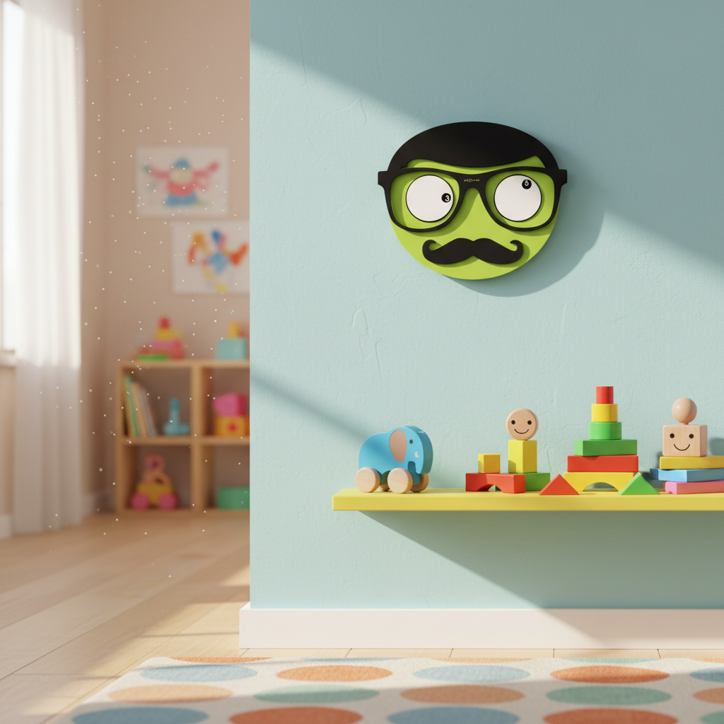 Wanduhr Mr. Mustache Grün