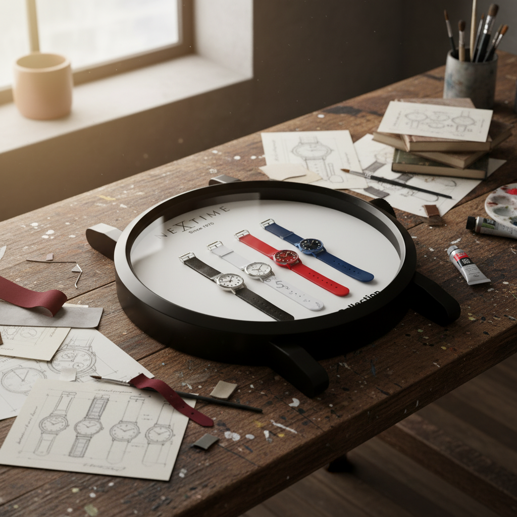 XXL Wanduhr Form Watch Display inkl. 4 Uhren