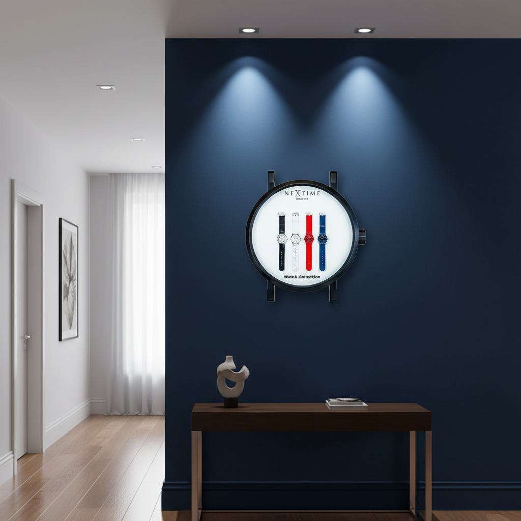 XXL Wanduhr Form Watch Display inkl. 4 Uhren